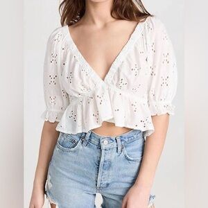 Free People White Eyelet Blouse